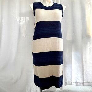 Lauren Ralph Lauren Linen Blend Knit Midi Dress Size XL Blue Cream Striped